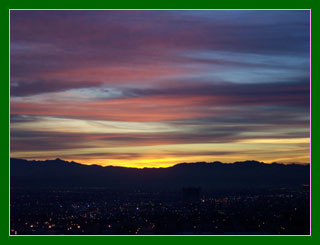 Sunrise from a hotel room, Las Vegas, Nevada